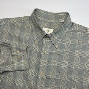 Viyella Button Down Shirt Men XL Grey Glen Plaid Wool Blend Made in USA Vintage